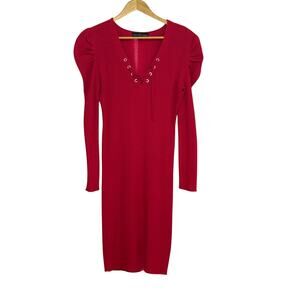 Red Knit Almost Famous Knee Length Dress